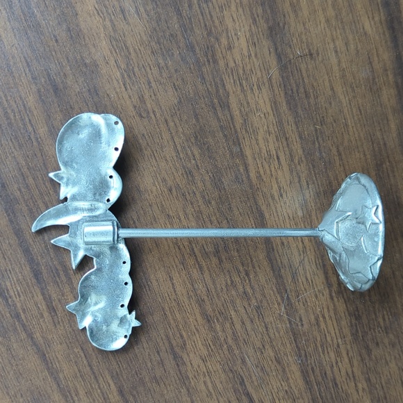 Vtg 1991 SEAGULL Pewter Signed Earring Tree Holder Stand Moon and Stars - Picture 5 of 9